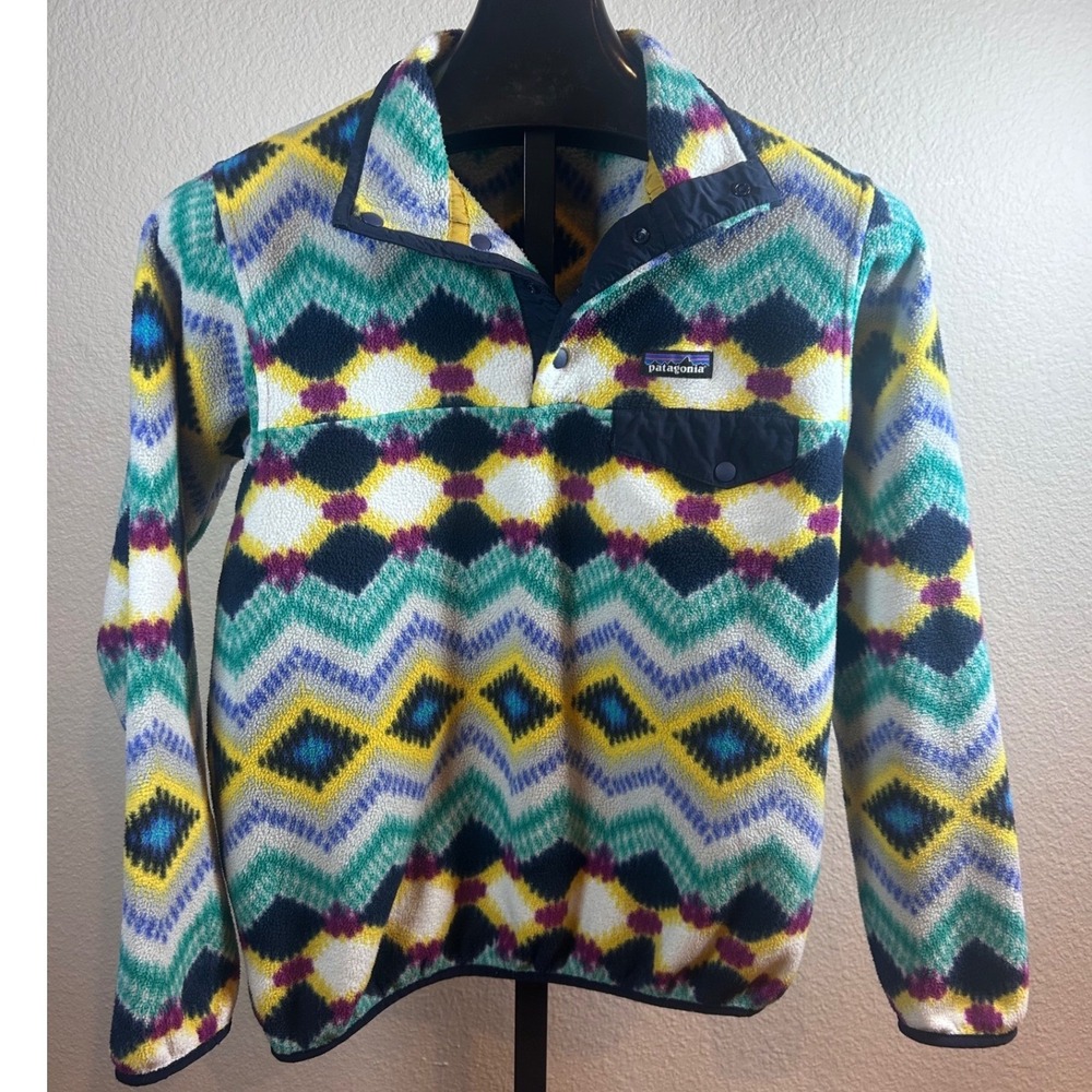 Patagonia Synchilla Lightweight Snap-T Fleece Pullover Geometric Diamond Print S